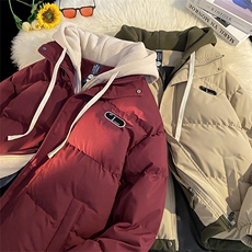 现货抖音得物二开三防加厚假两件拼接连帽棉衣冬季棉服LL9999，男装棉衣，电商A486