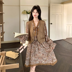 新品马甲加蕾丝拼接连衣裙两件套2C117-1836P175K288，女装套装/套裙，2C117