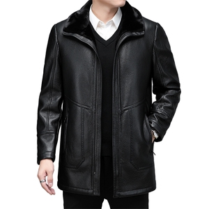 BHSK-39钱塘2020-2秋冬季厚款加绒中年男士商务休闲皮衣夹克P300图片