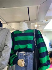 秋冬款条纹撞色卫衣，均码，女装卫衣/绒衫，ottfree