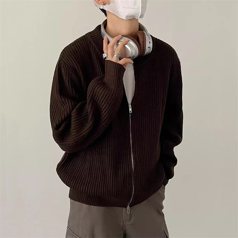 韩系宽松半高领长袖针织衫男秋冬季上衣拉链开衫毛衣外套M2366,男装针织衫/毛衣,星座1116A（原606A-3）