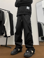 工装休闲裤子男潮牌痞帅高街褶皱休闲冲锋裤1001-1-AK887-P40，男装工装外套，星座1001-1