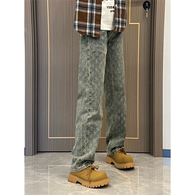 【有货】KZT63CC-特P45提花满印牛仔裤子男女同款裤子,男装牛仔裤,星座1007（原301D）
