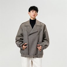 老钱风毛呢大衣男短款美式复古呢子外套秋冬潮牌宽松痞帅FY217，男装毛呢大衣，星座903-1