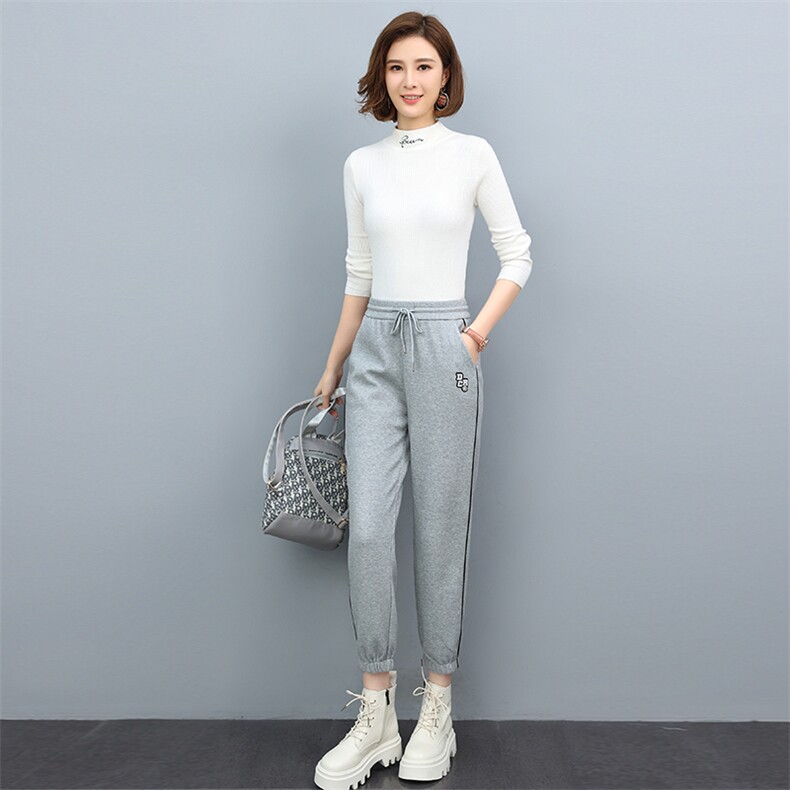 时尚卫裤女2021年秋季潮流休闲裤春秋百搭束脚裤显瘦运动款图片