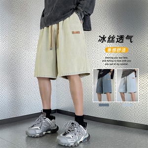 美式牛仔潮流带标五分短裤舒适百搭休闲宽松  DK851-特批34图片
