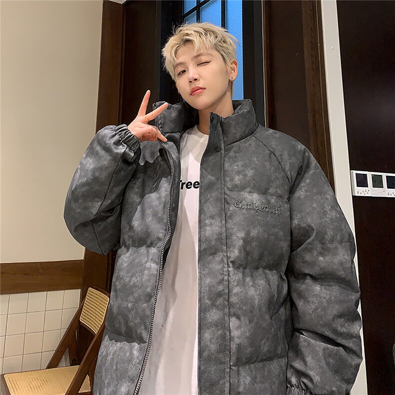 港风PU皮复古做旧设计钢印棉衣男MY77096P130控198抖控228,男装棉衣,星座227-7