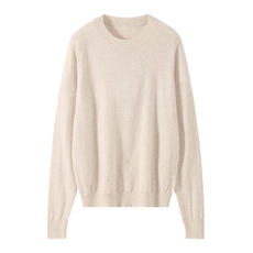 2024秋季新款女士圆领长袖短款套头35%羊绒衫通勤百搭，女装羊绒衫，富泽羊绒