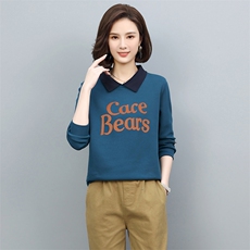 2022年春秋季新款潮气质套头植绒卫衣女宽松显瘦韩版休闲印花上衣，女装卫衣/绒衫，忆绮罗