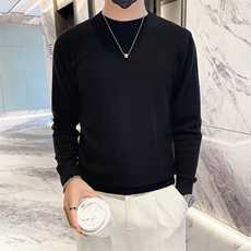 半高领毛衣男秋冬季休闲百搭纯色针织衫修身中领打底衫S595，男装T恤，星座1116A-2（原606A-1）