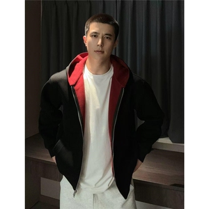 WY809-尺码M-3XL-特P55-460克拼色开衫卫衣连帽宽松外套（网图）图片