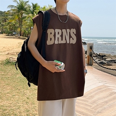 夏季港风t恤男宽松大码纯棉运动背心坎肩潮牌无袖BX005P25，男装背心/马甲，星座1204-3