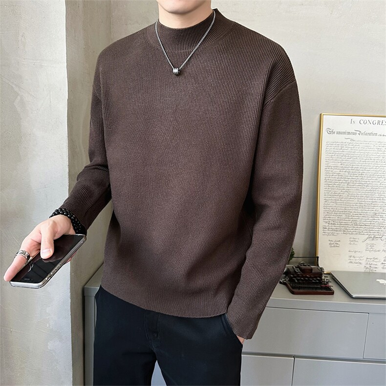 店主风秋季新款半高领毛衣针织衫男上衣加厚打底衫B338-6231-P65,男装T恤,电商B338