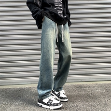 阔腿牛仔裤男宽松韩版潮流百搭复古ins潮牌直筒裤NZ06，男装牛仔裤，星座205-1