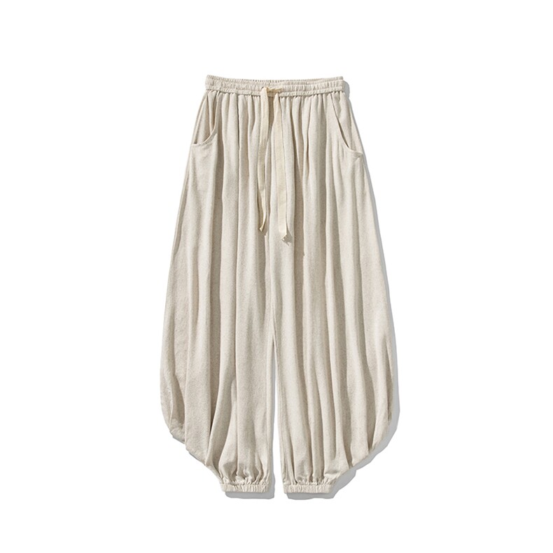 平铺图 夏季大码日系风复古棉麻亚麻休闲灯笼裤男女 K306/P75图片