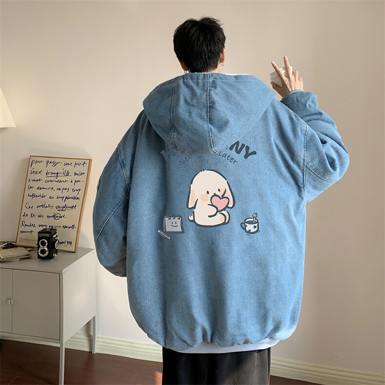 控价158牛仔棉衣男大码加绒羊羔绒牛仔棉服男棉袄 NM53314-P140图片