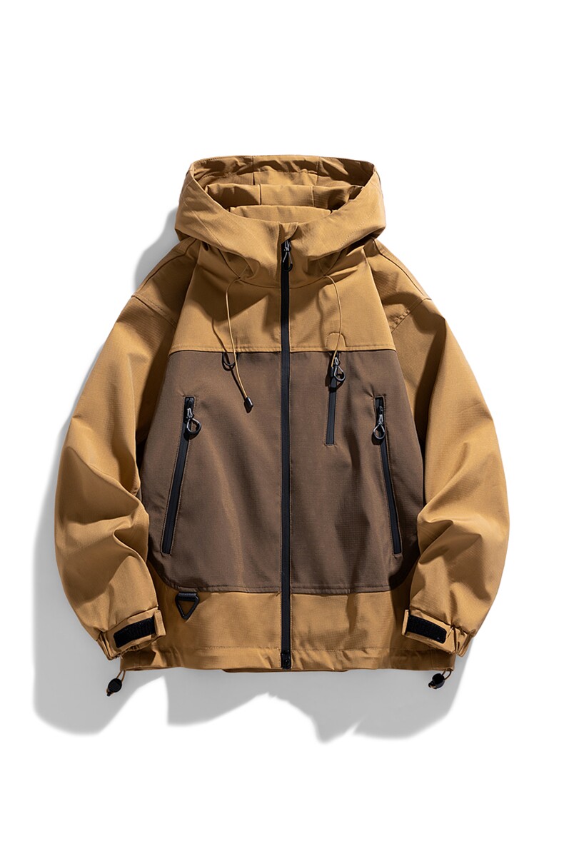 AJ129-P98冬季加绒加厚连帽冲锋衣防风防水插色拼接棉衣外套,男装棉衣,星座109