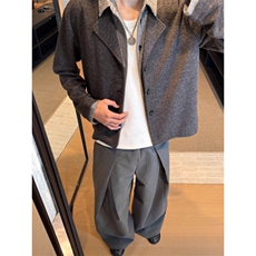 网图老钱风麦穗提花假两件毛衣开衫男衬衫领拼接针织衫MYT18特P70，男装针织衫/毛衣，星座1007（原301D）