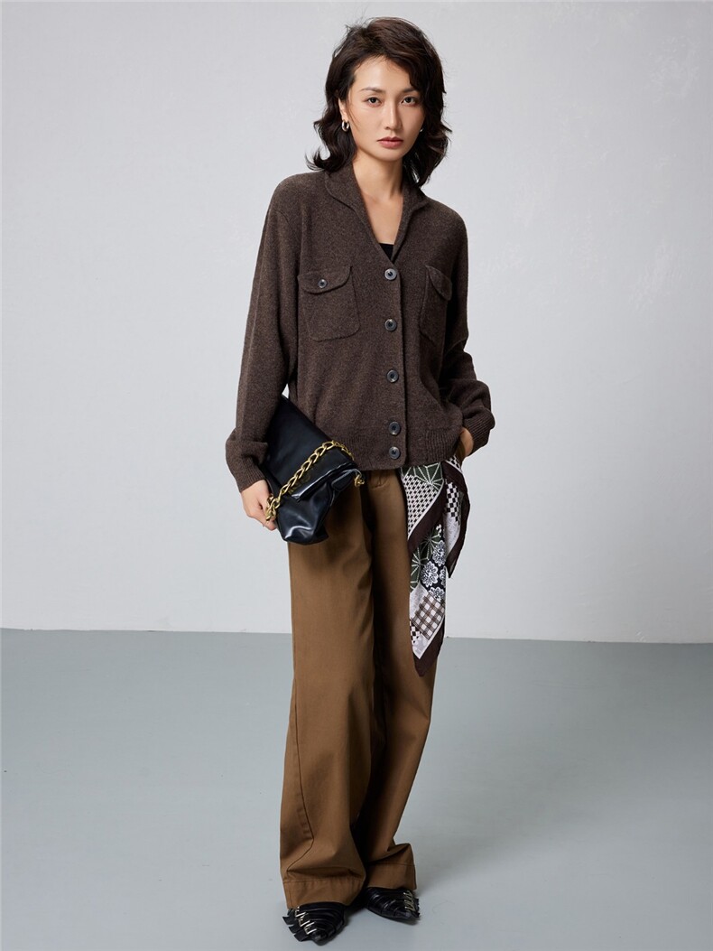 2025年秋季新款女士双兜外套12针，女装针织衫/毛衣，邦太羊绒