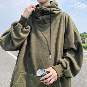 8XL-M大码摇粒绒卫衣套头连帽半拉链宽松美式复古外套WY9103/P68图片