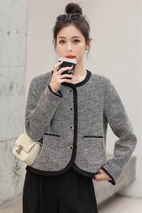 现货-2023年秋季新款法式复古气质百搭粗花百搭小香风外套女图片