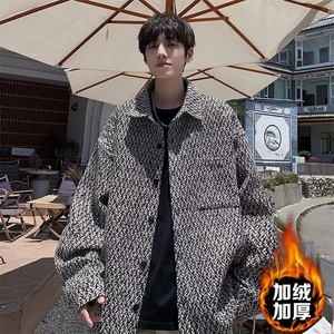 潮牌美式复古纯色翻领夹克男女宽松百搭高级感休闲外套图片