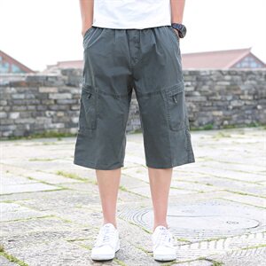 短裤男夏季新款宽松休闲运动七分工装裤子棉加肥加大码2023款图片