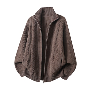 网图-老钱风麦穗麻花开衫毛衣男 cp252-特73，男装针织衫/毛衣，电商B371