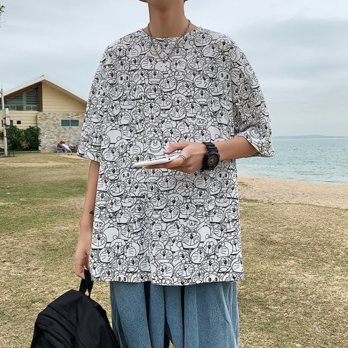 夏季港风T恤男宽松满印花中性风t恤情侣款DS-A160-1-T111-P30,男装T恤,电商C323-1