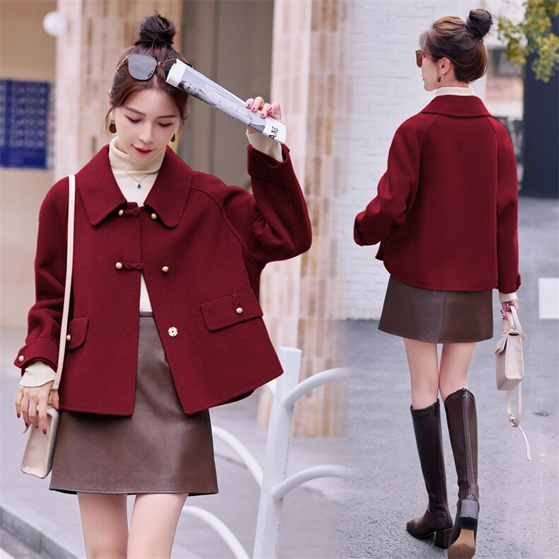2024年新款秋冬短款小个子双面羊绒大衣女羊毛韩版小香风毛呢外套，女装毛呢外套，众宇琦