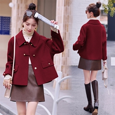 2024年新款秋冬短款小个子双面羊绒大衣女羊毛韩版小香风毛呢外套，女装毛呢外套，众宇琦