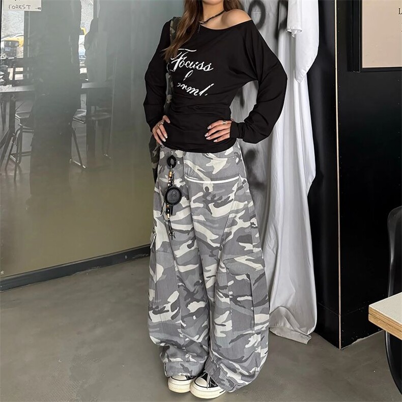 个性街头百搭工装牛仔裤女春秋新款设计感宽松高腰阔腿拖地牛仔裤,男装牛仔裤,星座506A