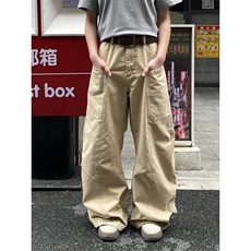 美拉德廓形阔腿弯刀工装裤新款男女美式复古拼接宽松裤子Nk1103，男装牛仔裤，星座601-1