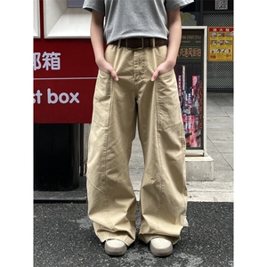 美拉德廓形阔腿弯刀工装裤新款男女美式复古拼接宽松裤子Nk1103图片