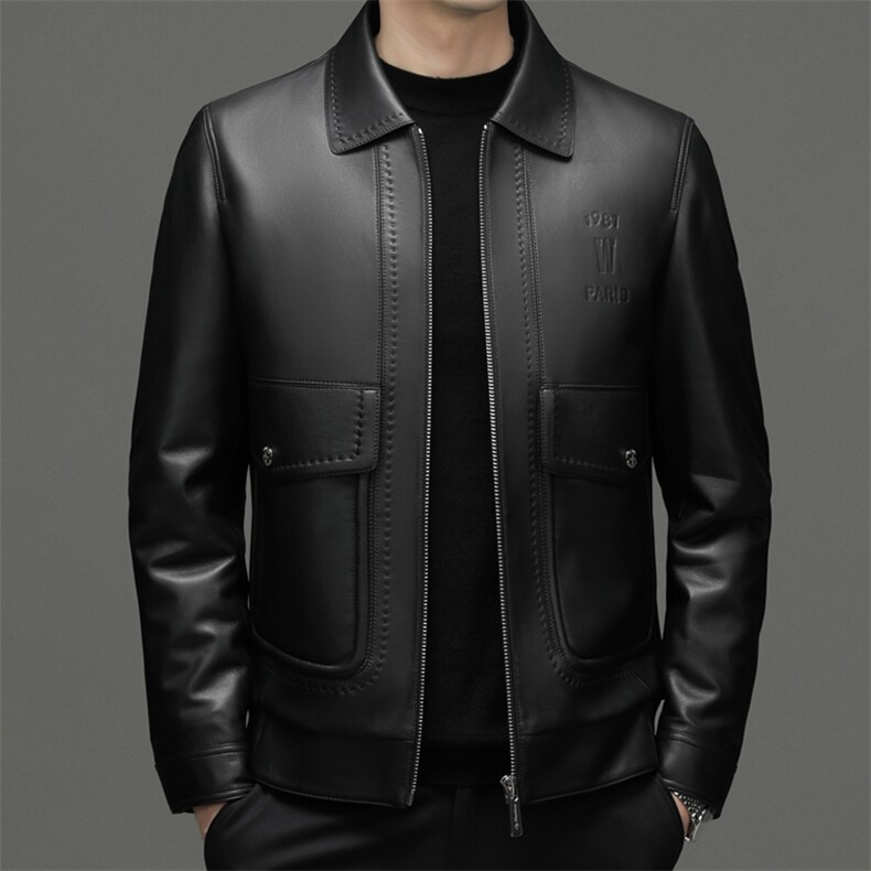 22086冬季新款海宁真皮羽绒服男绵羊皮外套可脱卸内胆鹅绒服P900图片