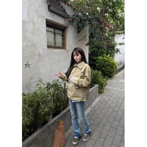 初秋季穿搭字母刺绣工装夹克巴恩风外套男女潮别致情侣GAA214 P90图片