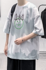 夏装青少年渐变纯棉T恤短袖2023男女创意印花半袖1599-P45控价68，男装T恤，电商A441-1