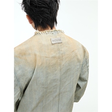 秋款男牛仔套装夹克珍珠点缀外套扎染渐变微喇牛仔裤TZ170P162，男装休闲套装，星座1013-1