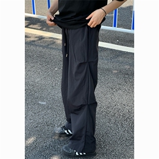 夏款速干直筒宽松阔腿裤男潮流百搭情侣降落伞休闲裤CK266-p42，男装休闲裤，星座1008