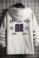 JK41256-P85纯棉连帽夹克男士大码工装男上衣外套网格挂拍，男装夹克，电商A040A