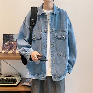 A979-P52 春秋潮牌oversize牛仔外套美式复古休闲宽松翻领夹克男图片