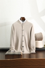 时尚男士羊绒开衫秋季商务休闲单排扣毛衣高品质保暖外套男装，男装羊绒开衫，铂欧羊绒