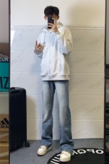 B221美式ins高街暗黑小众个性宽松直筒牛仔裤LK23140-P65控88，男装牛仔裤，电商B221