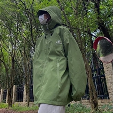 潮美式户外机能风连帽冲锋衣男ins潮休闲宽松拉链防水纯色外套，男装夹克，星座1210-1