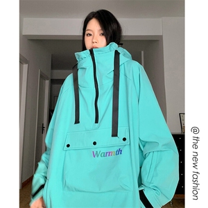 冬季连帽套头中性滑雪服宽松加绒加厚防水防风情侣款外套M25-P175图片