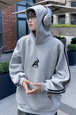 主推港风复古织带运动连帽刺绣情侣卫衣重磅外套男女G1065P58，女装短外套，电商A339