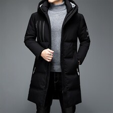 2023冬装新款中老年羽绒服男长款休闲白鸭绒外套ALXB8928-P405图片