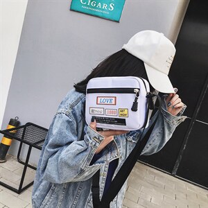 0578斜挎小包包日系韩版简约百搭单肩包2021新款帆布包图片