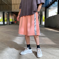 主推~港风夏季宽松休闲腰果花拼接男士运动五分短裤A125-6613-P30，男装牛仔裤，电商A125