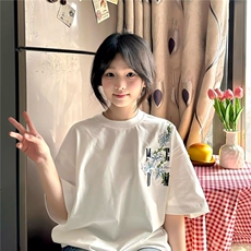 【有货】DT1036-特批35藤蔓花卉刺绣高品质纯棉短袖T恤，男装T恤，星座603-2